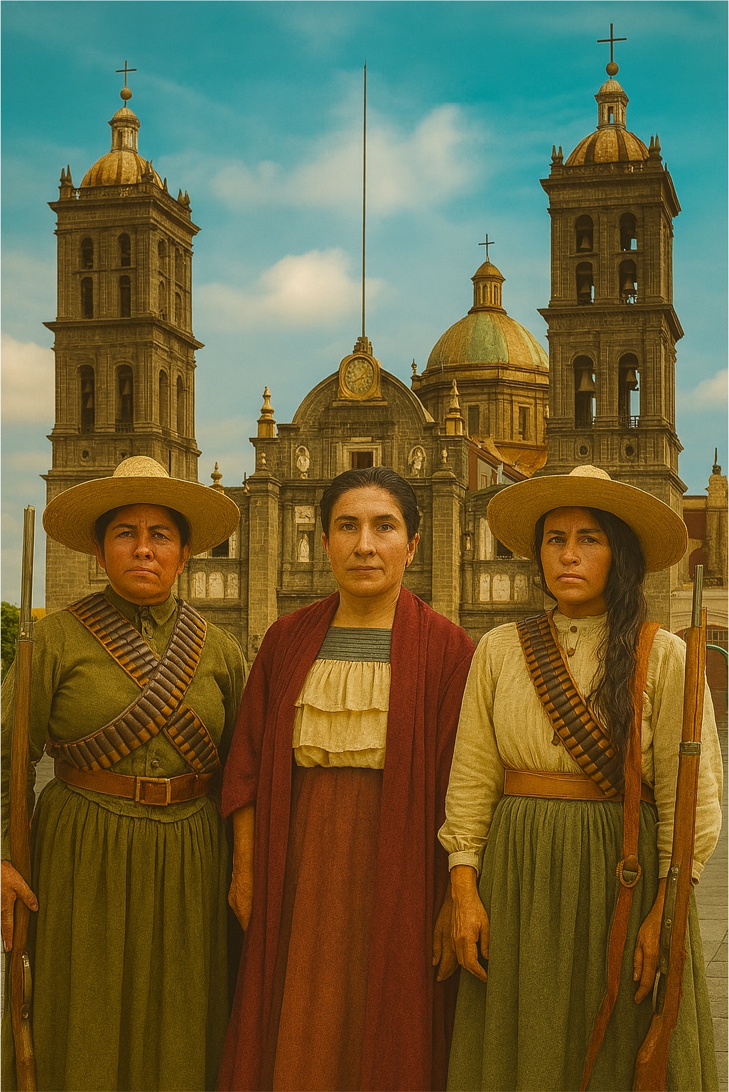 Las adelitas poblanas fueron revolucionarias en todos los frentes.
                Marcharon con los ejércitos, curaron heridos, cargaron armas y sostuvieron la vida en medio del conflicto. Pero también lucharon desde las aulas, los clubes políticos y las fábricas. Rosa, María y Guadalupe Narváez, Paulina Maraver y Carmen Serdán tejieron redes de conciencia y acción.