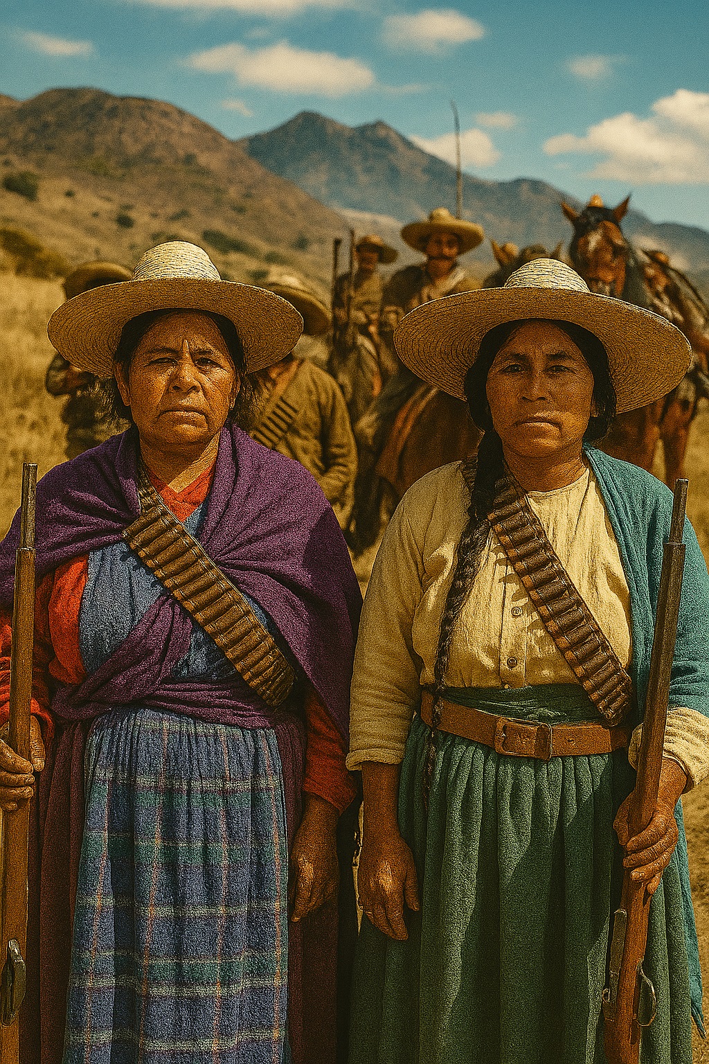 
                    Desde los pueblos de la Sierra, mujeres indígenas poblanas marcharon con los ejércitos, cargaron rifles, curaron heridos y sostuvieron la vida en medio del fuego. No aparecen en los libros, pero su memoria vive en cada montaña, en cada palabra tejida en náhuatl, totonaco o popoloca.
                    No fundaron clubes ni escribieron manifiestos, pero convirtieron sus hogares en trincheras, sus manos en resistencia y su silencio en fuerza. Fueron soldaderas, cocineras, estrategas.